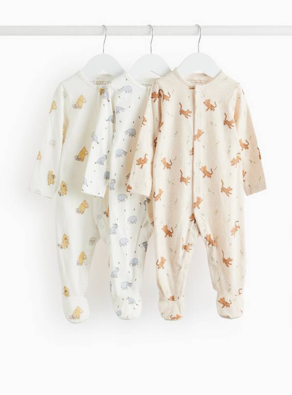 Winnie The Pooh Character Print Sleepsuits 3 Pack Up to 3 mths